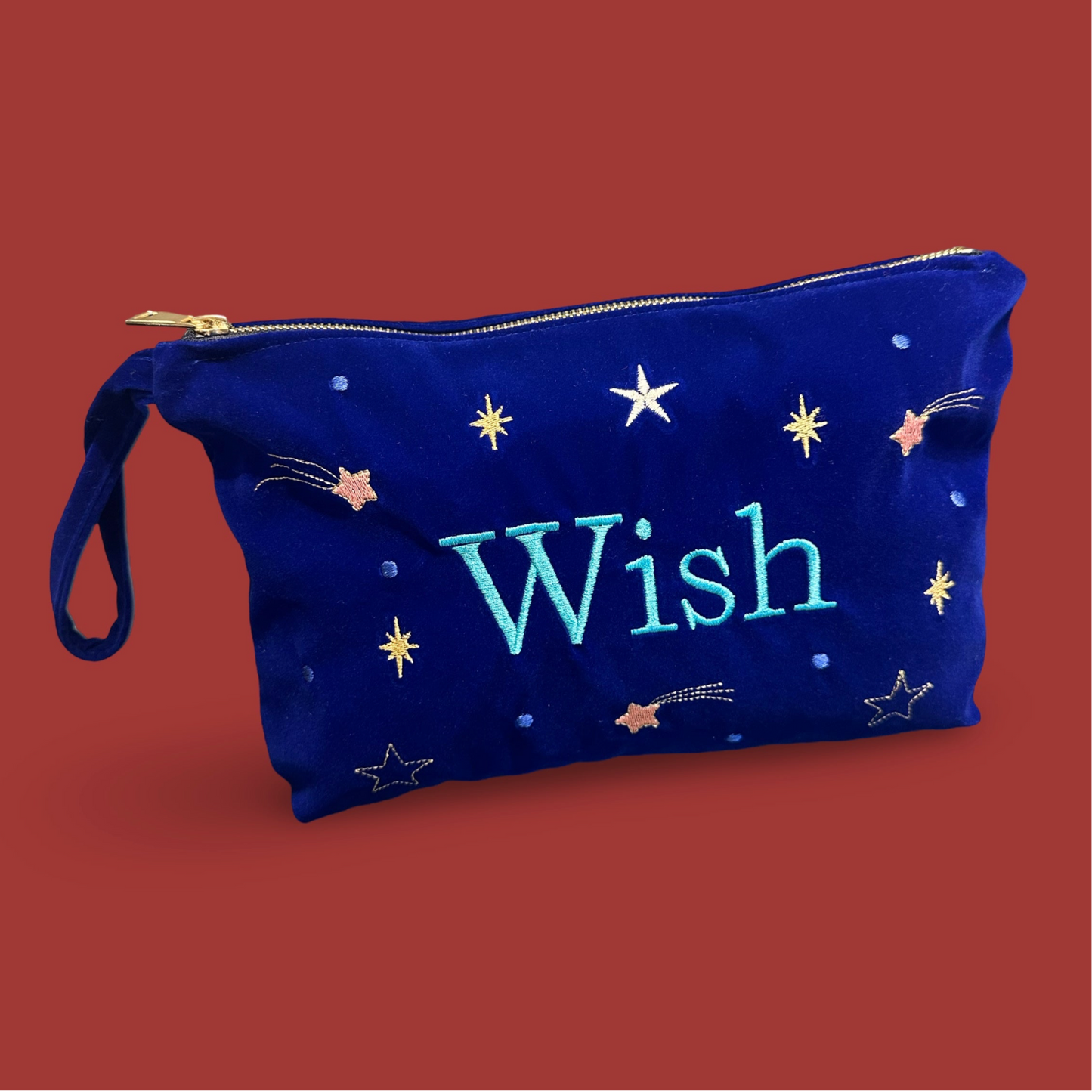 Wish Lacivert Kadife Clutch - Wishera Koleksiyonu