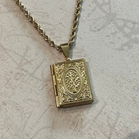 Çelik Book Locket Kolye