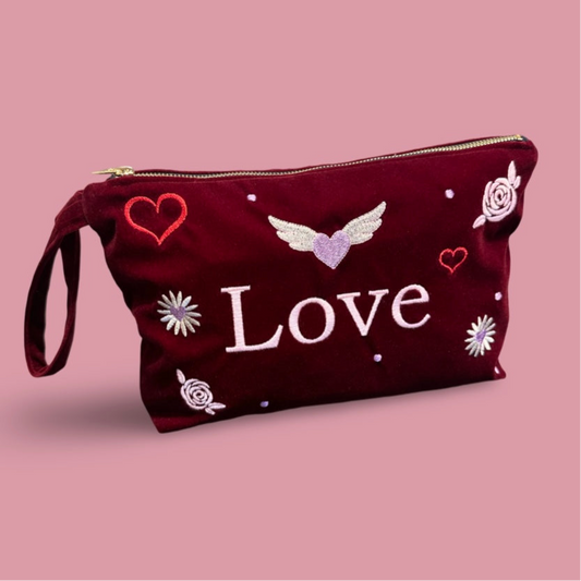 Love Bordo Kadife Clutch - Wishera Koleksiyonu