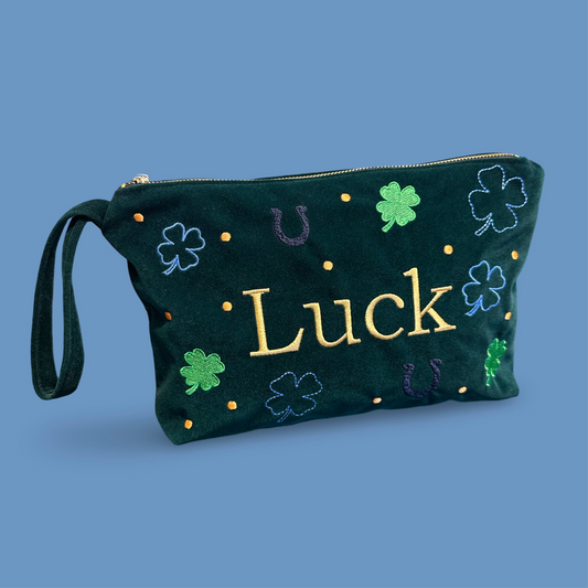 Luck Yeşil Kadife Clutch - Wishera Koleksiyonu