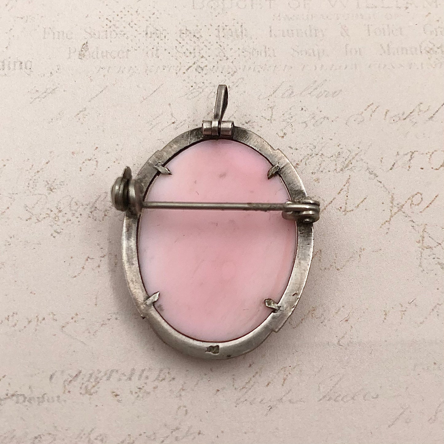 Vintage Pembe Cameo Broş/Kolye Ucu