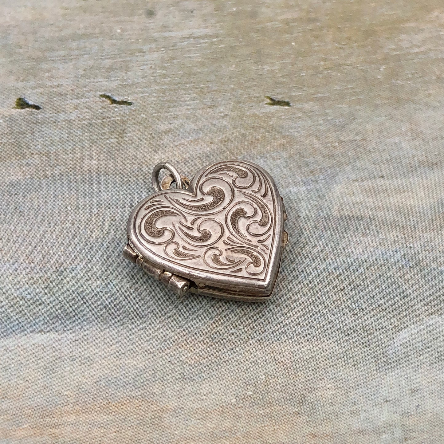 Vintage Gümüş Kalp Locket Kolye Ucu / Charm